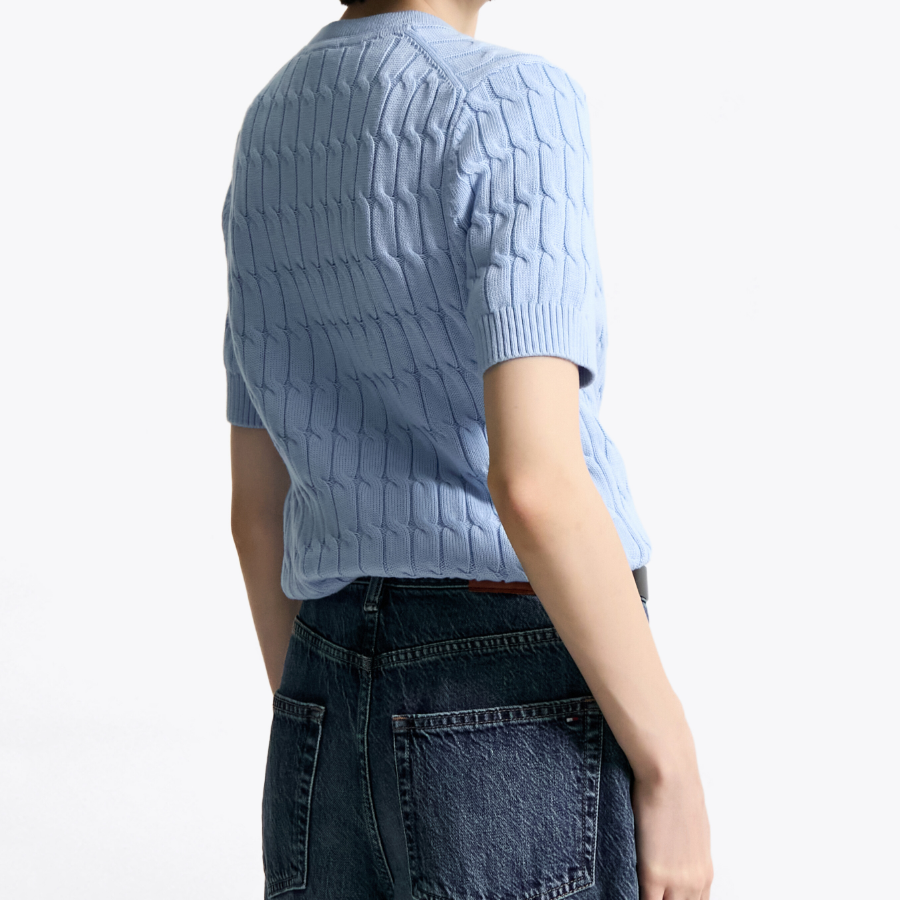 TOMMY HILFIGER [Official Headquarters] Cable Short Sleeve Cardigan