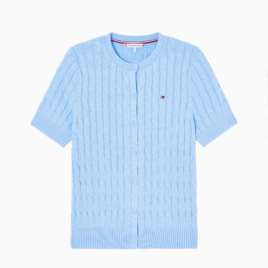TOMMY HILFIGER [Official Headquarters] Cable Short Sleeve Cardigan