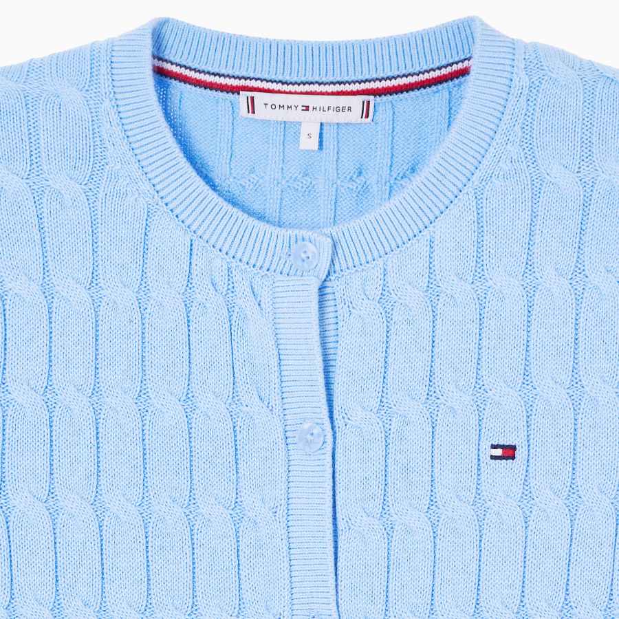 TOMMY HILFIGER [Official Headquarters] Cable Short Sleeve Cardigan