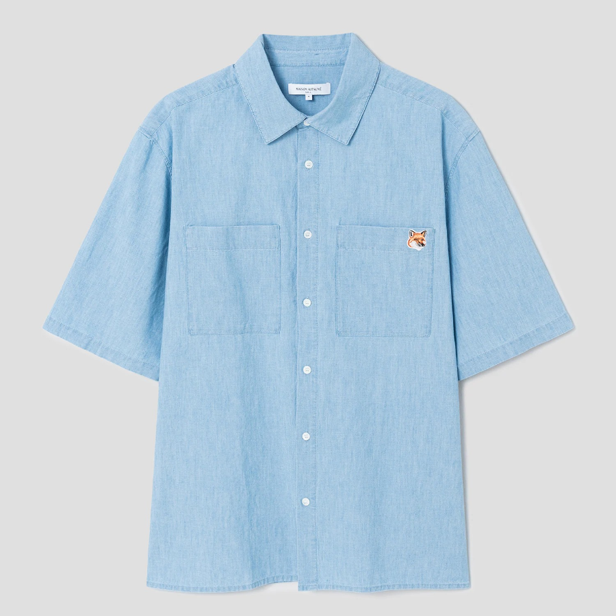 Maison Kitsune Men Relaxed Short Sleeve Shirt - Indigo
