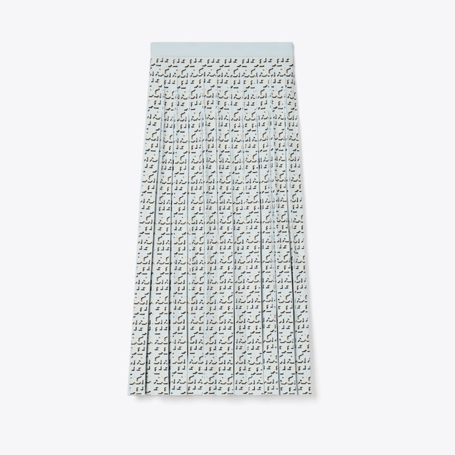 TORY BURCH T Logo Viscose Skirt – Blue T Logo Shadow