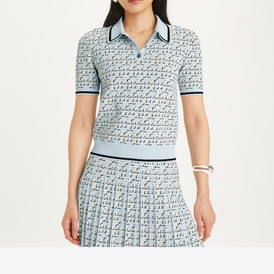 TORY BURCH T Logo Viscose Skirt – Blue T Logo Shadow