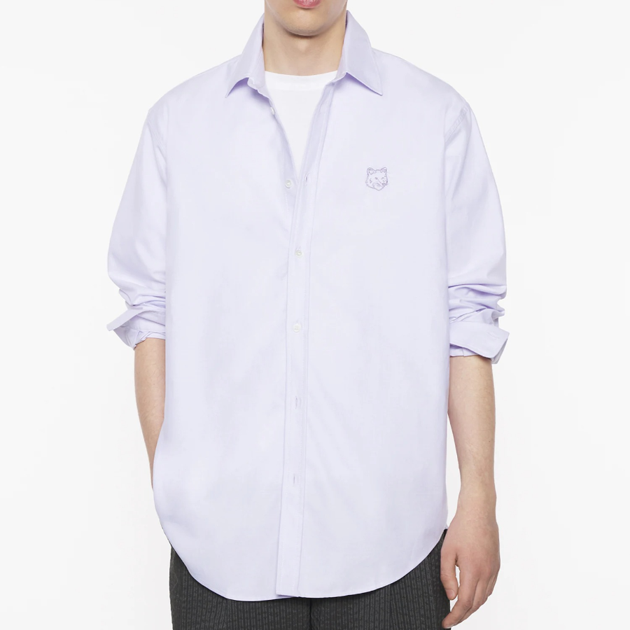 Maison Kitsune Men Contour Fox Head Skate Shirt - Soft Mauve