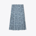 TORY BURCH Pleated Silk Skirt – Blue Archive Ditsy