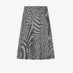 TORY BURCH Pleated Silk Skirt – Black Warped Lace
