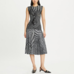 TORY BURCH Pleated Silk Skirt – Black Warped Lace