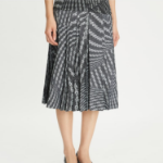 TORY BURCH Pleated Silk Skirt – Black Warped Lace