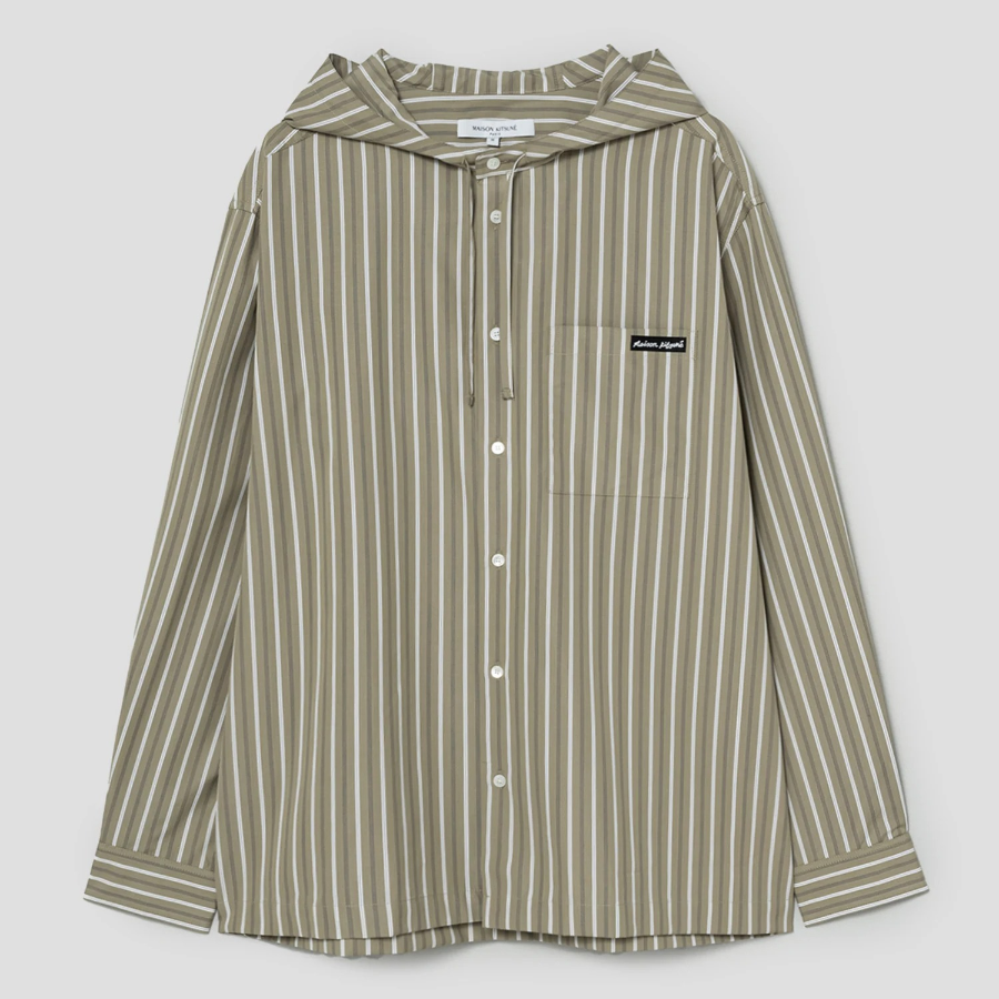 Maison Kitsune Men Hooded Shirt - Cardamone/White