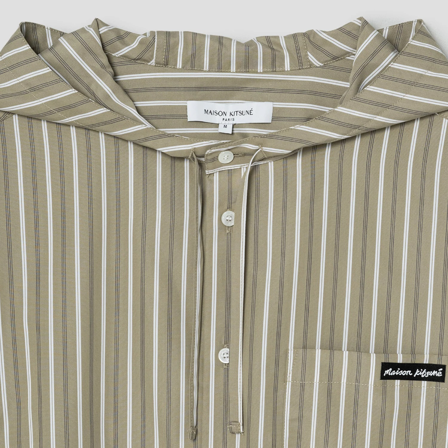 Maison Kitsune Men Hooded Shirt - Cardamone/White