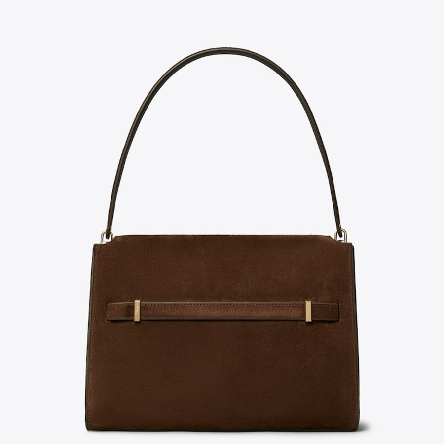 TORY BURCH Lee Radziwill Suede Large Shoulder Bag – Brown