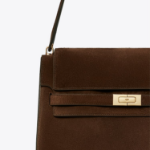 TORY BURCH Lee Radziwill Suede Large Shoulder Bag – Brown
