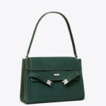 TORY BURCH Lee Radziwill Suede Large Shoulder Bag – Dark Green