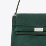 TORY BURCH Lee Radziwill Suede Large Shoulder Bag – Dark Green