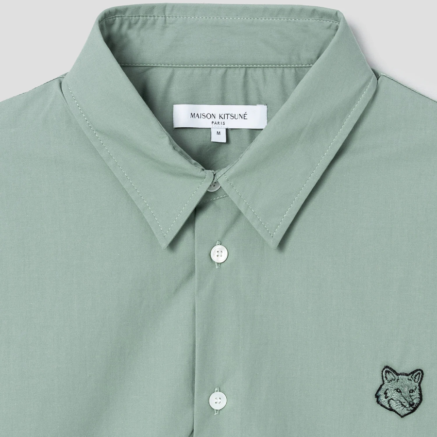 Maison Kitsune Men Bold Fox Head Relaxed Shirt - Vert-De-Gris
