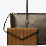 TORY BURCH Perry Coated Canvas Small Zip Tote – Brown