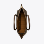 TORY BURCH Perry Coated Canvas Small Zip Tote – Brown