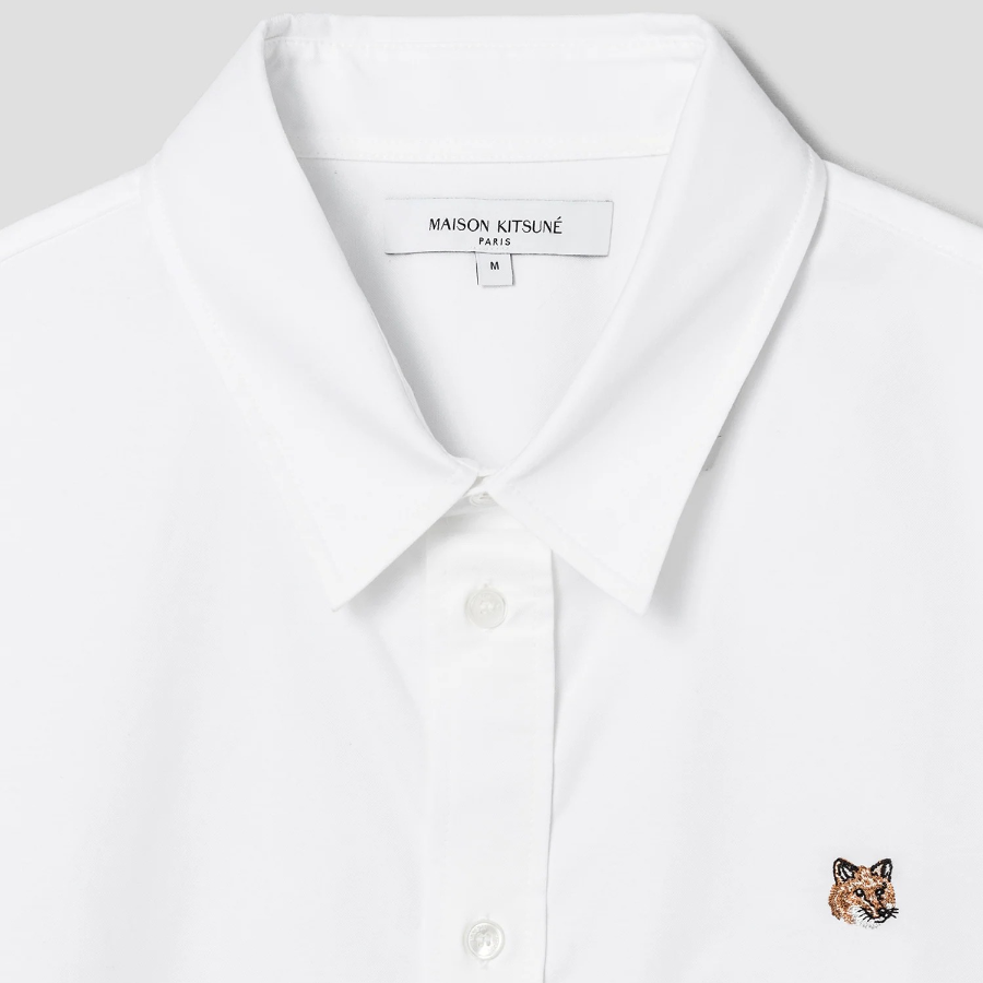 Maison Kitsune Men Fox Head Embroidery Casual Shirt - White