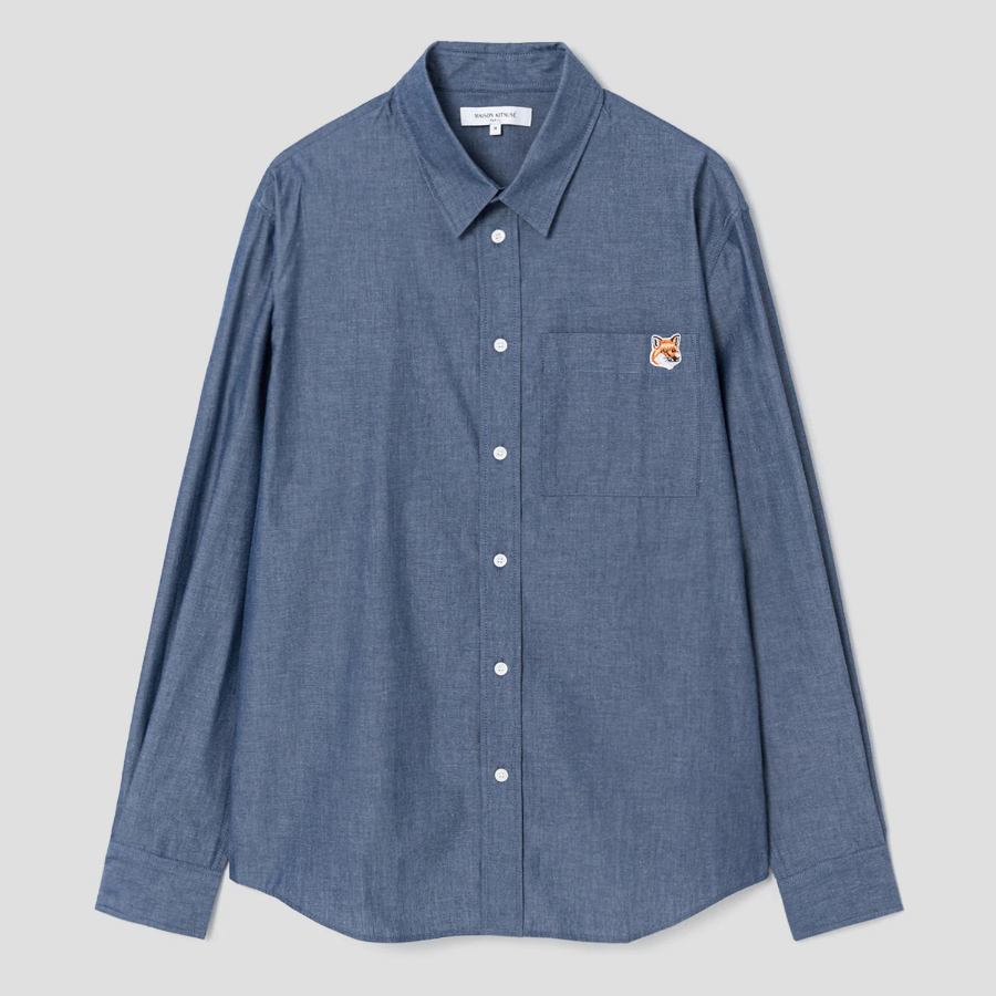 Maison Kitsune Men Fox Head Casual Shirt - Indigo