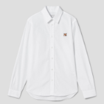 Maison Kitsune Men Classic Shirt With Natural Fox Head Patch - White