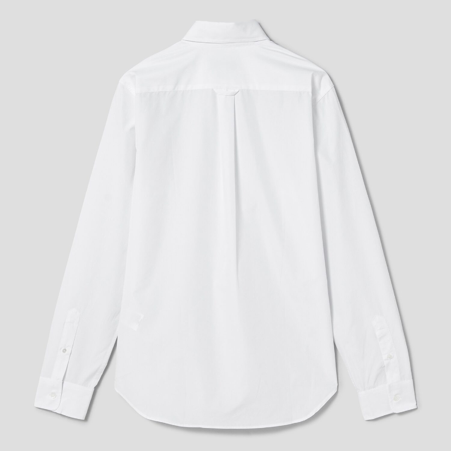 Maison Kitsune Men Classic Shirt With Natural Fox Head Patch - White