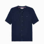 TOMMY HILFIGER [Official Headquarters] Cable Short Sleeve Cardigan