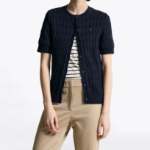 TOMMY HILFIGER [Official Headquarters] Cable Short Sleeve Cardigan