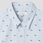 Maison Kitsune Men Profile Fox Casual Striped Shirt - Zinc Grey Stripe