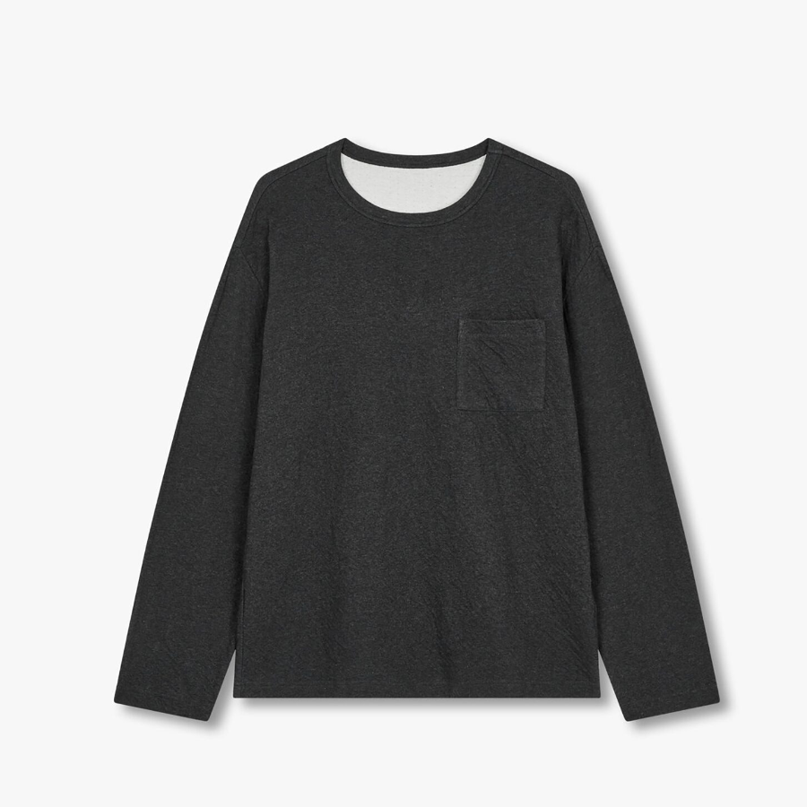 JAJU Double Cotton Loose Fit Pajama Long Sleeve – Charcoal —