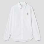 Maison Kitsune Men Classic Shirt With Natural Fox Head Patch - White
