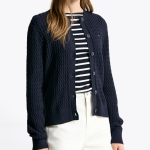 TOMMY HILFIGER [Official Headquarters] Cotton Cable Fine Cardigan