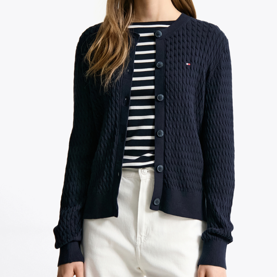 TOMMY HILFIGER [Official Headquarters] Cotton Cable Fine Cardigan