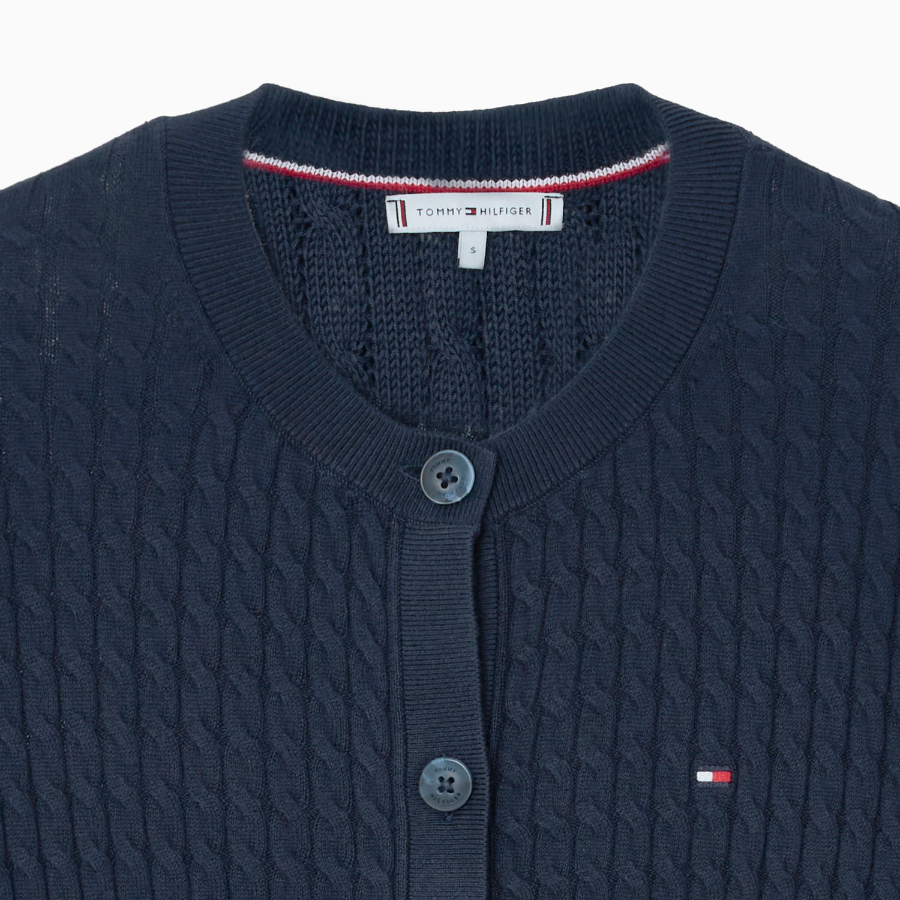 TOMMY HILFIGER [Official Headquarters] Cotton Cable Fine Cardigan