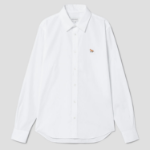 Maison Kitsune Men Classic Shirt With Baby Fox Patch In Cotton Poplin - White