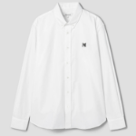 Maison Kitsune Men Button Down Casual Shirt With Grey Fox Head Patch In Oxford - White