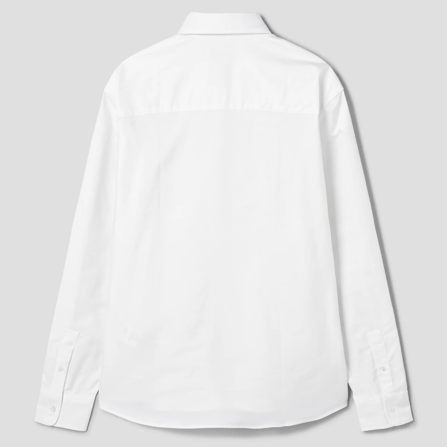 Maison Kitsune Men Button Down Casual Shirt With Grey Fox Head Patch In Oxford - White