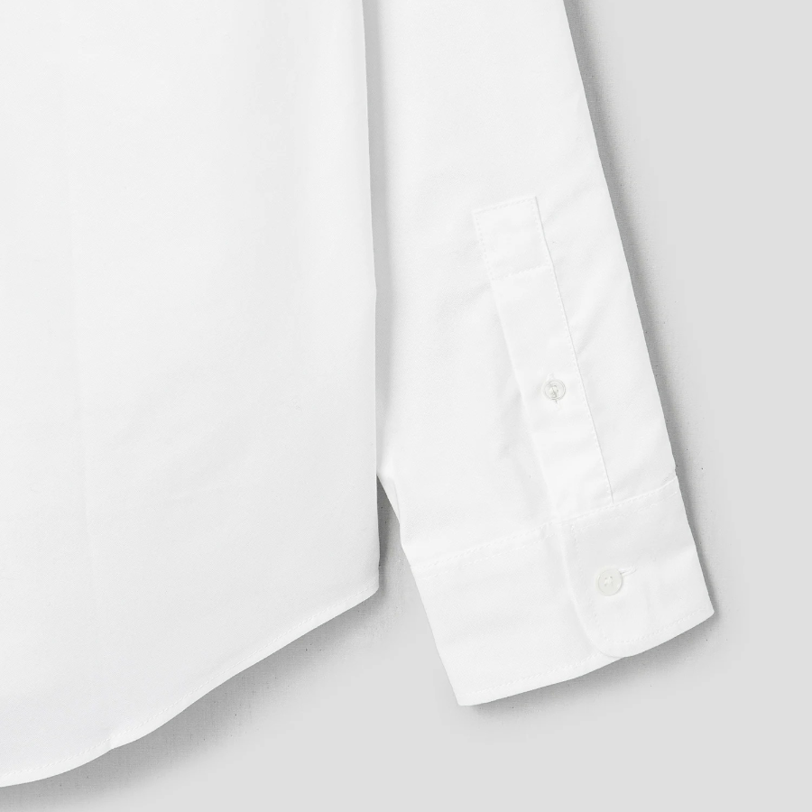 Maison Kitsune Men Button Down Casual Shirt With Grey Fox Head Patch In Oxford - White