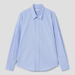 Maison Kitsune Unisex Korean Fox Printed Casual Shirt - Light Blue