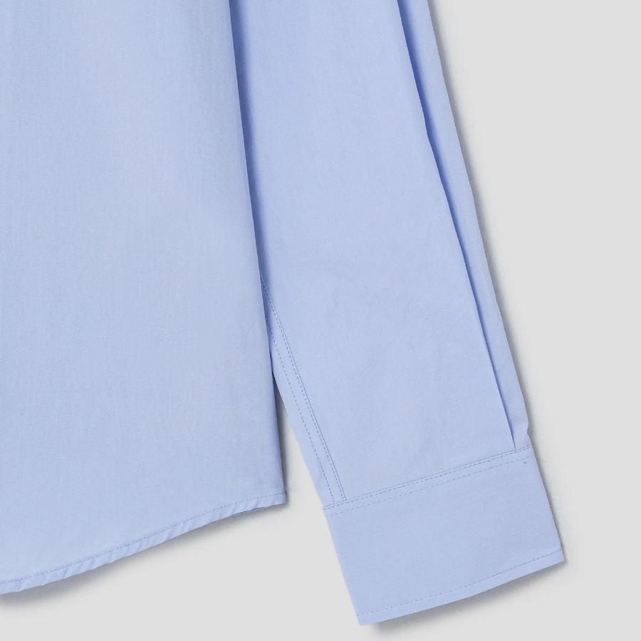 Maison Kitsune Unisex Korean Fox Printed Casual Shirt - Light Blue