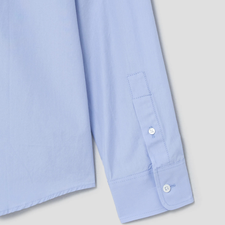 Maison Kitsune Unisex Korean Fox Printed Casual Shirt - Light Blue