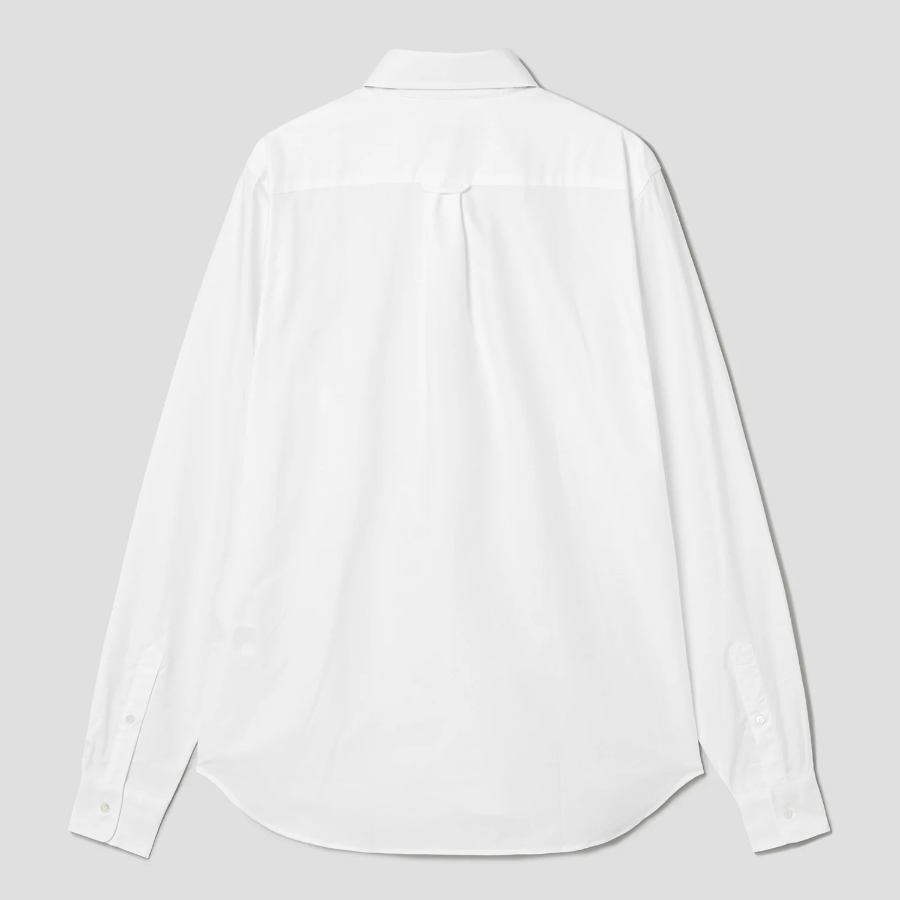 Maison Kitsune Men Button Down Classic Shirt With Institutional Fox Head Patch In Oxford - White