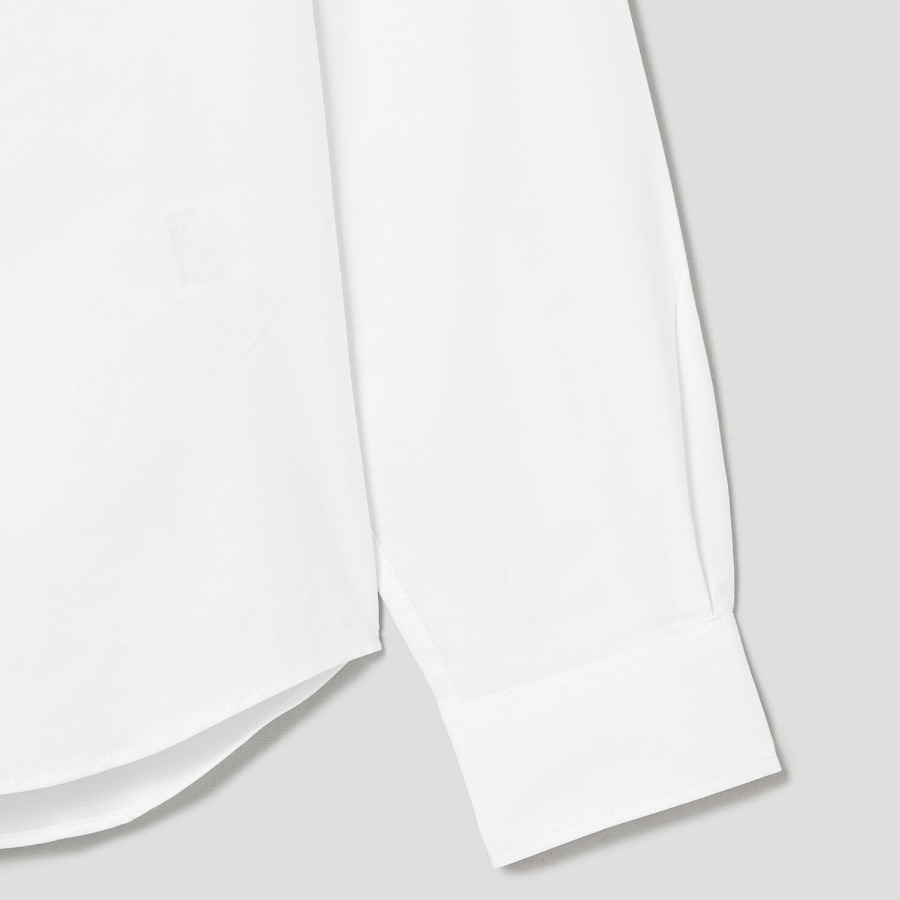 Maison Kitsune Men Button Down Classic Shirt With Institutional Fox Head Patch In Oxford - White