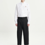 Maison Kitsune Men Button Down Classic Shirt With Institutional Fox Head Patch In Oxford - White