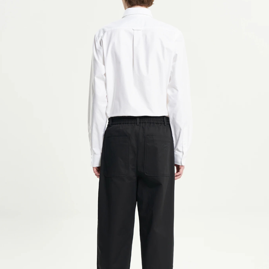 Maison Kitsune Men Button Down Classic Shirt With Institutional Fox Head Patch In Oxford - White