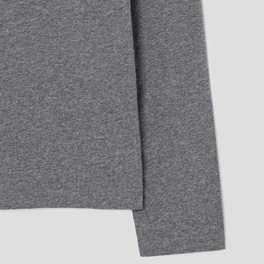 Maison Kitsune Men Fox Head Patch Regular Long Sleeves Tee-Shirt - Dark Grey Melange
