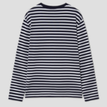 Maison Kitsune Unisex Fox Head Patch Regular Marin Tee Shirt - Navy Stripes