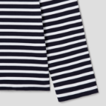 Maison Kitsune Unisex Fox Head Patch Regular Marin Tee Shirt - Navy Stripes