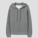 Maison Kitsune Men Tonal Fox Head Patch Comfort Zipped Hoodie - Medium Grey Melange