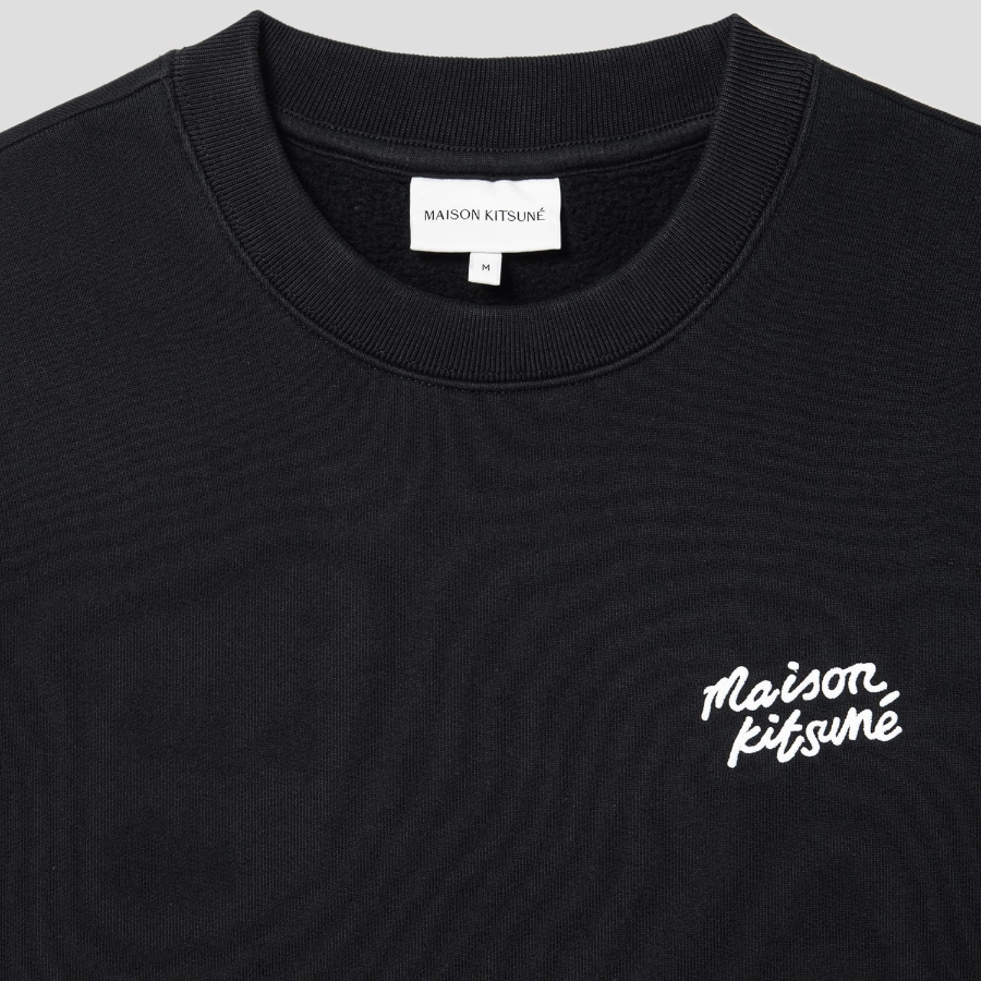 Maison Kitsune Men Maison Kitsune Handwriting Embroidered Comfort Sweatshirt - Black