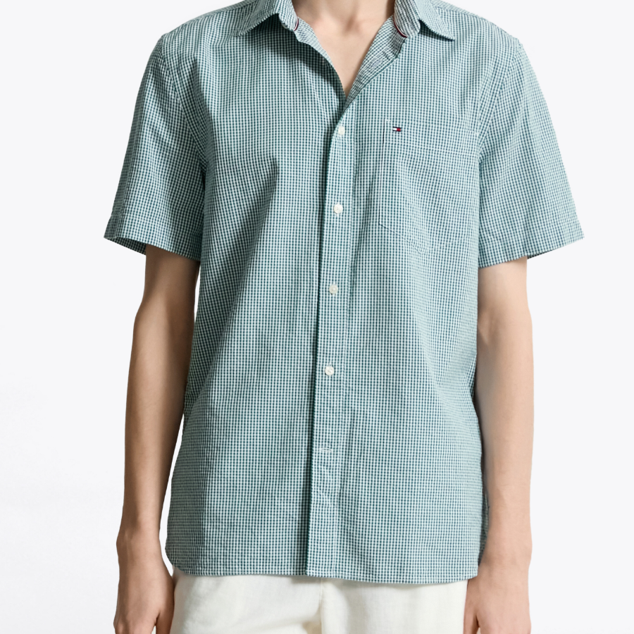 TOMMY HILFIGER [Official Headquarters] [Regular Fit] Seersucker Gingham Check Shirt