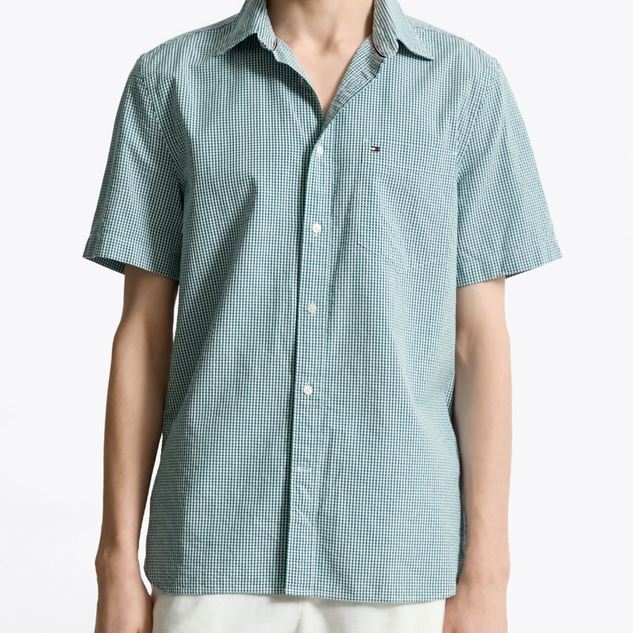 TOMMY HILFIGER [Official Headquarters] [Regular Fit] Seersucker Gingham Check Shirt
